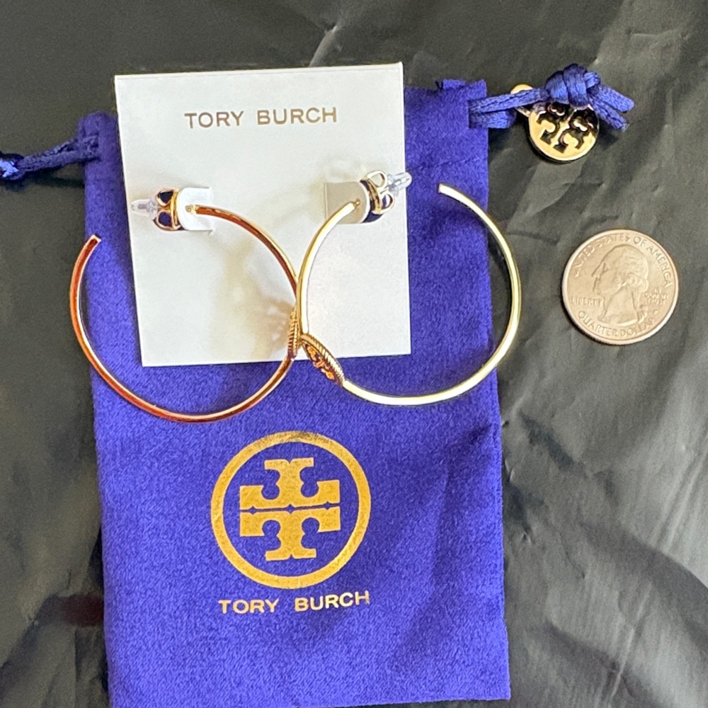 Tory Burch Gold Open Hoop Earrings - Picture 4 of 4